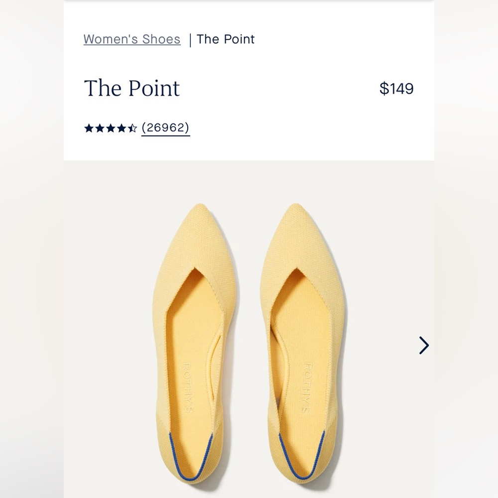 ROTHY’S “The Point” daffodil flats Size 7